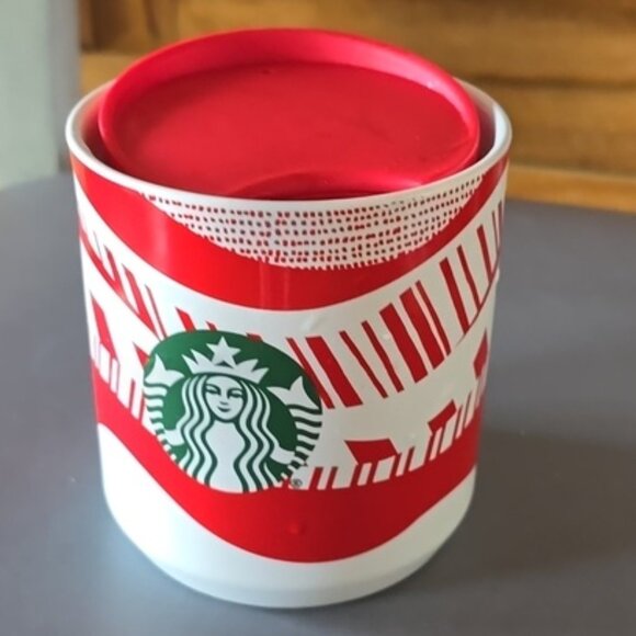 Starbucks Xmas Mug 8oz Candy Cane Red White | Christmas Mug 2021 - Picture 1 of 9